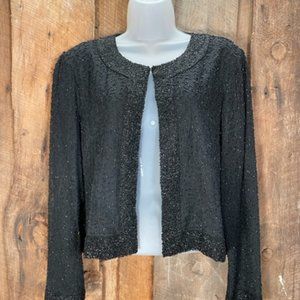 Stenay Black Beaded Evening Cardigan- Size Petite Medium
